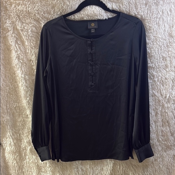 JM Collection Black Silky Blouse - Picture 1 of 7